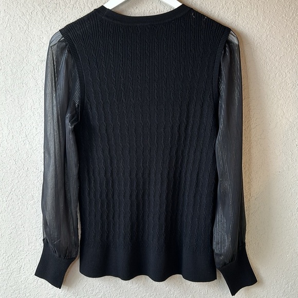 NWT Talbots Woven Sleeve Crewneck Pullover Sweater Size Medium - Picture 7 of 13